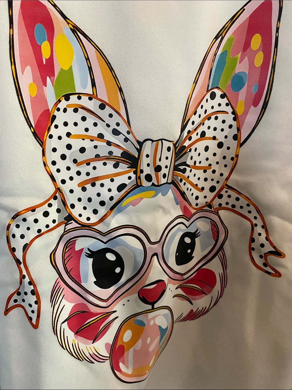 Cute Bunny Graphic Tee with Polka Dot Bow - Multicolor Pullover - Bundle & Save